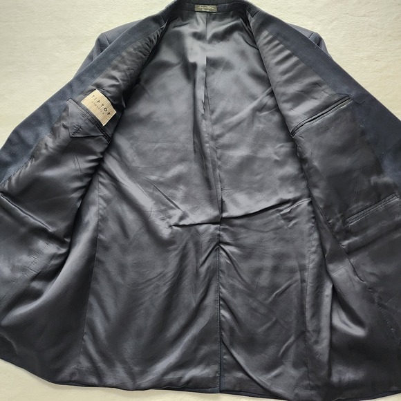 Tip Top Blazer Mens 42R Navy Blue Wool Blend Grad Career Formal Event Prom Work - Picture 12 of 16